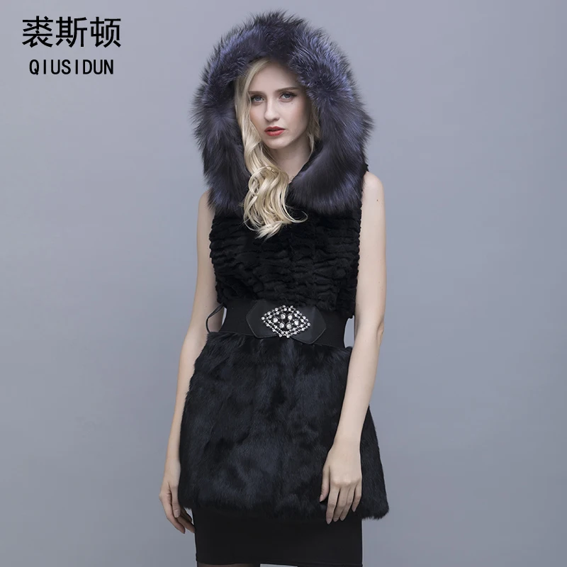 Женская флисовая подкладка с капюшоном большого размера|natural rabbit fur coat|rabbit coatnatural