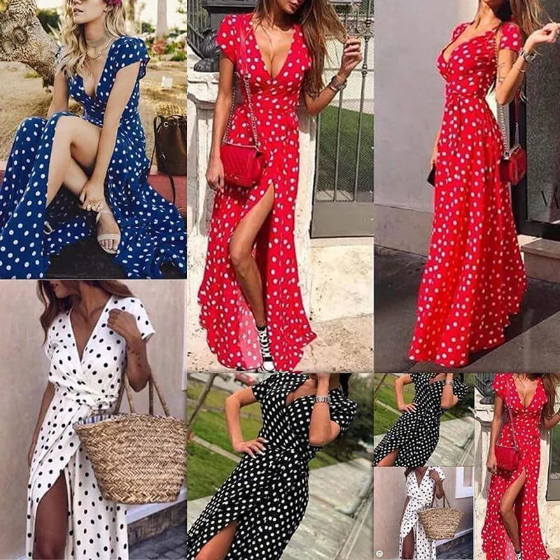 Женское Повседневное платье летнее с коротким рукавом v образным вырезом из