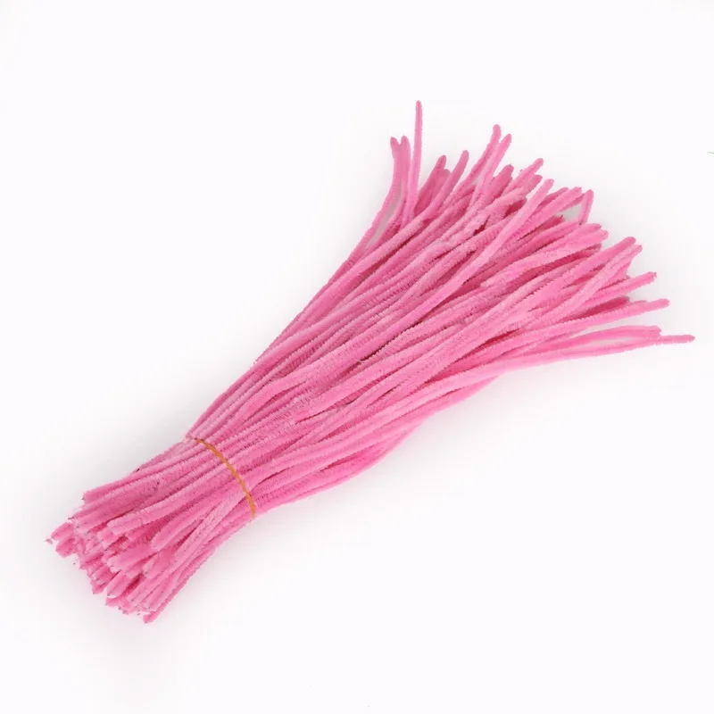 Pink 100 шт. 30 см, разные цвета, Chenille стебли для чистки труб игрушки детские развивающие игрушки Свадебные украшения DIY венки и в форме искусственных цветов - Цвет: Pink
