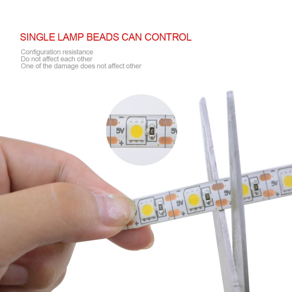 Светодиодная лента 1 м SMD 5050 5 в пост. Тока USB для декора RGB белого/теплого белого