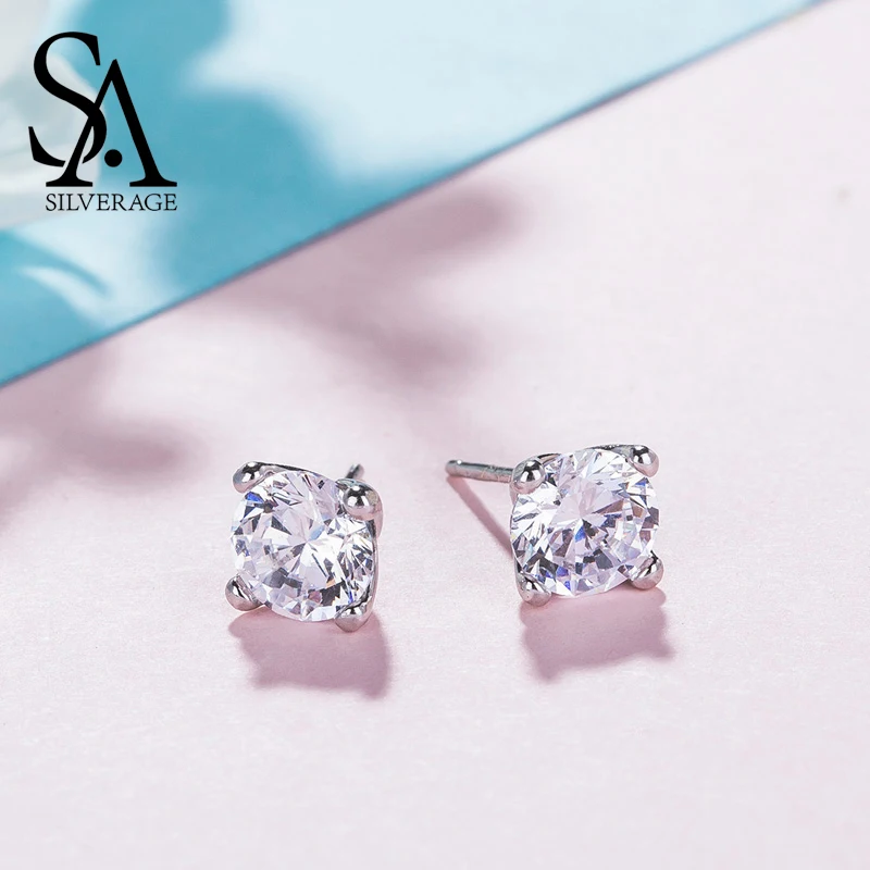 Sa silverage Настоящее стерлингового серебра 925 Модный классический Gemstone серьги для