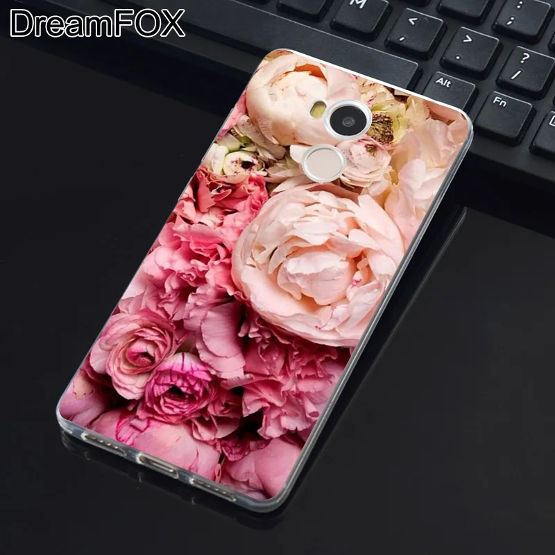 DREAMFOX K141 Peony flower Soft TPU Silicone Case Cover For Xiaomi Redmi Note 3 4 5 Plus 3S 4A 4X 5A Pro Global |