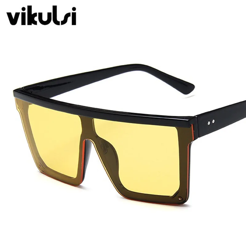 D881 black yellow Унисекс Мода Женские квадратные солнцезащитные очки для женщин негабаритные оттенки винтажные брендовые дизайнерские серебряные зеркальные солнцезащитные очки для женщин - Цвет линз: D881 black yellow
