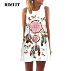 Женское летнее платье Rimiut с мультяшным принтом, милые богемные платья а-силуэта в стиле бохо, этническое свободное мини-платье без рукавов