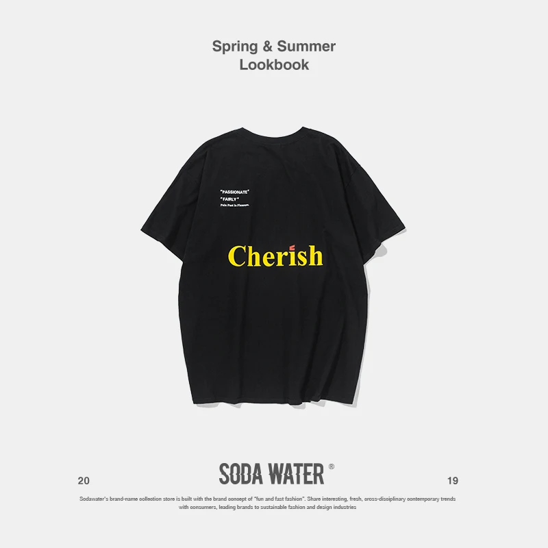 Мужская футболка в стиле хип-хоп SODA WATER унисекс Harajuku с коротким рукавом свободные