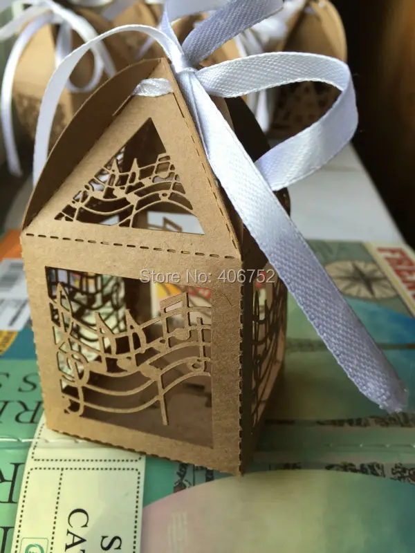 Крафт-бумага 5*5*8,5 см, ремесло, музыка, ноты, дизайн, подарок, фотография