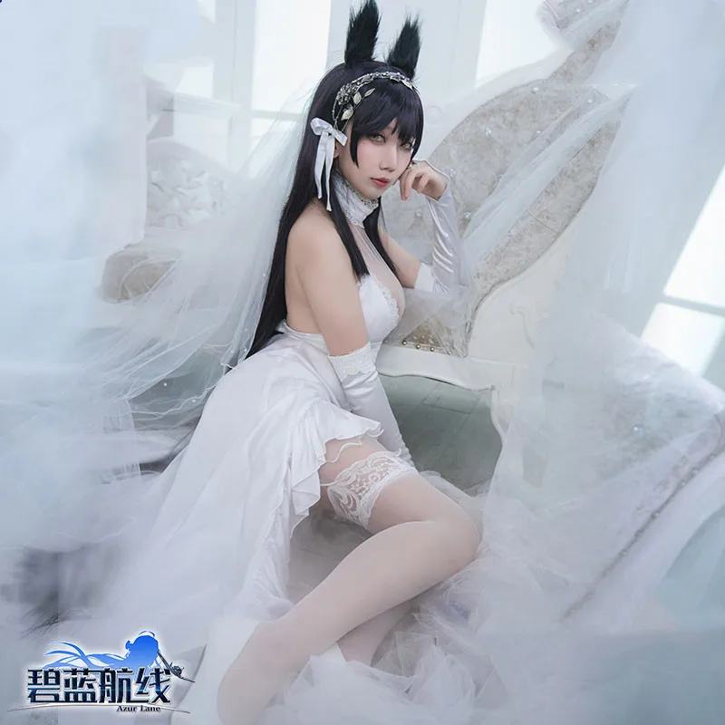 Azur Lane IJN Atago свадебное платье для костюмированной вечеринки костюм белого цвета