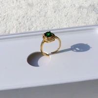 luxurious 14 kt yellow solid gold gf jewelry cz big natural green onyx cluster ring free size open