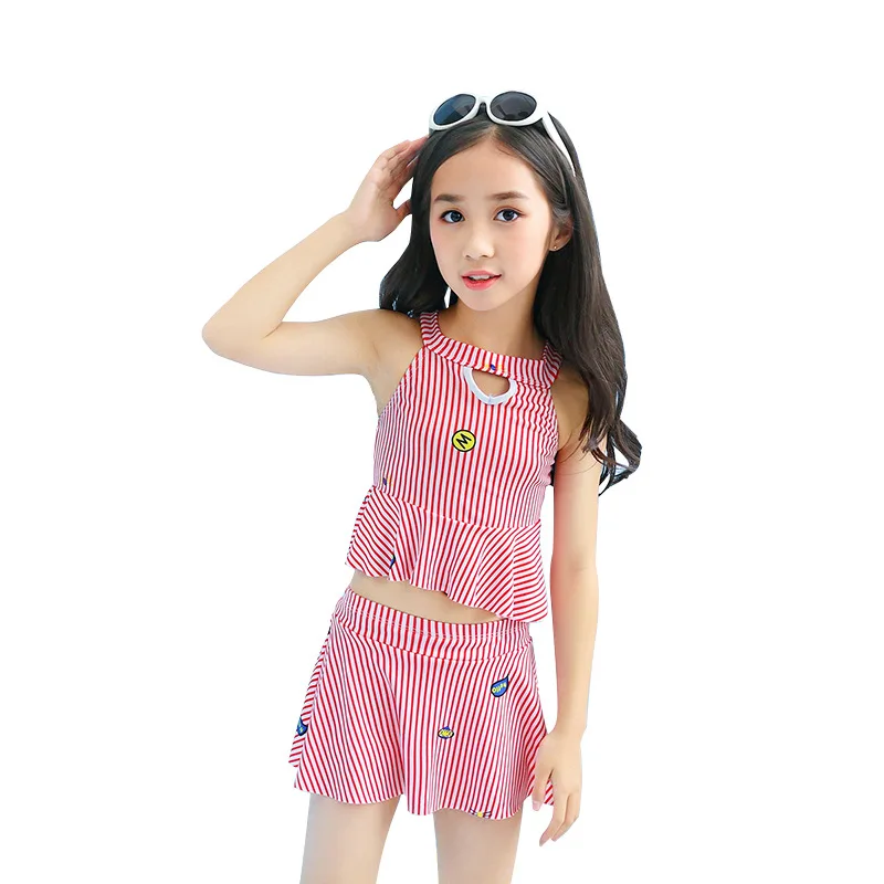 Пикантный детский купальник на шнуровке с открытой спиной 2019 раздельный для