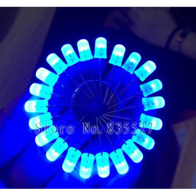 

100PCS/LOT LED light-emitting diode 5MM Round white shell glows blue mist