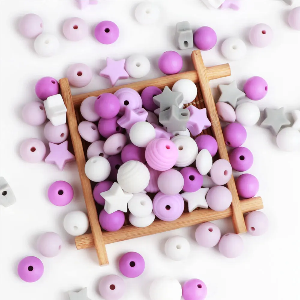 100pc Silicone Beads Baby Lentil Spiral Star Shape Nuring Teething Beads Sets for Baby Jewelry Making Accessories DIY | TYRY.HU image 4