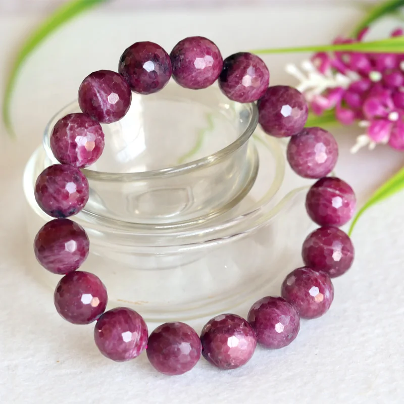 

Free Shipping Natural Genuine Red Ruby Finished Stretch Bracelet Faceted Round Loose beads Jewelry DIY