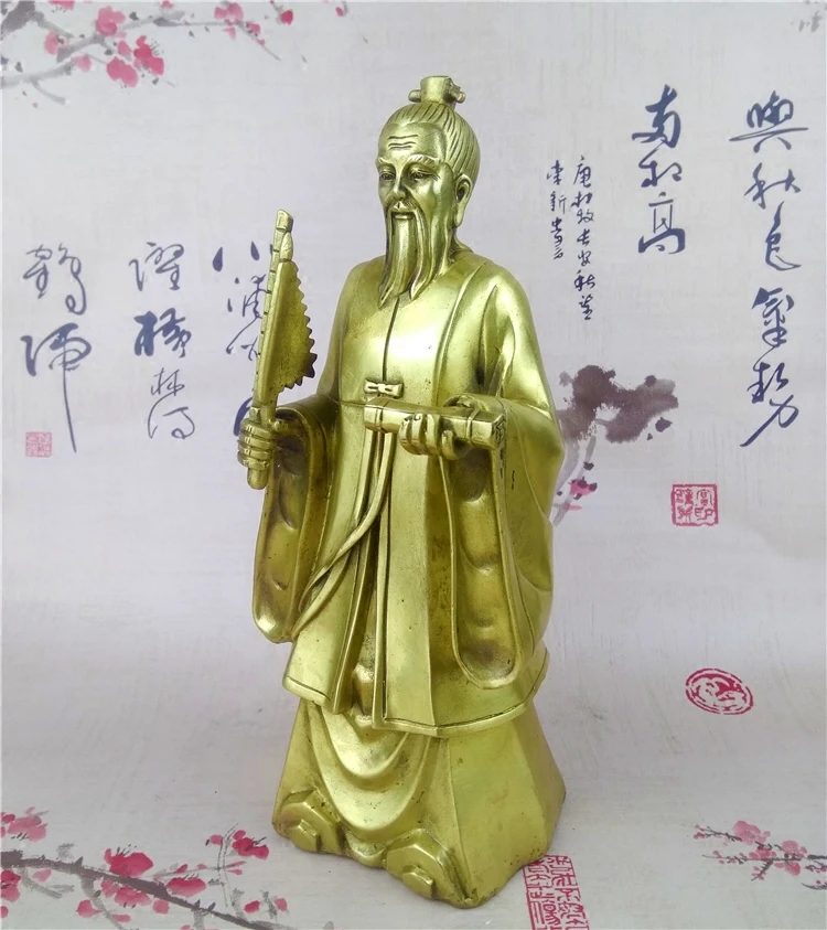 SHUN brass copper Ginger teeth God statue Decoration Jiang Taigong station seal List take Hit the whip Home Adornment | Дом и сад
