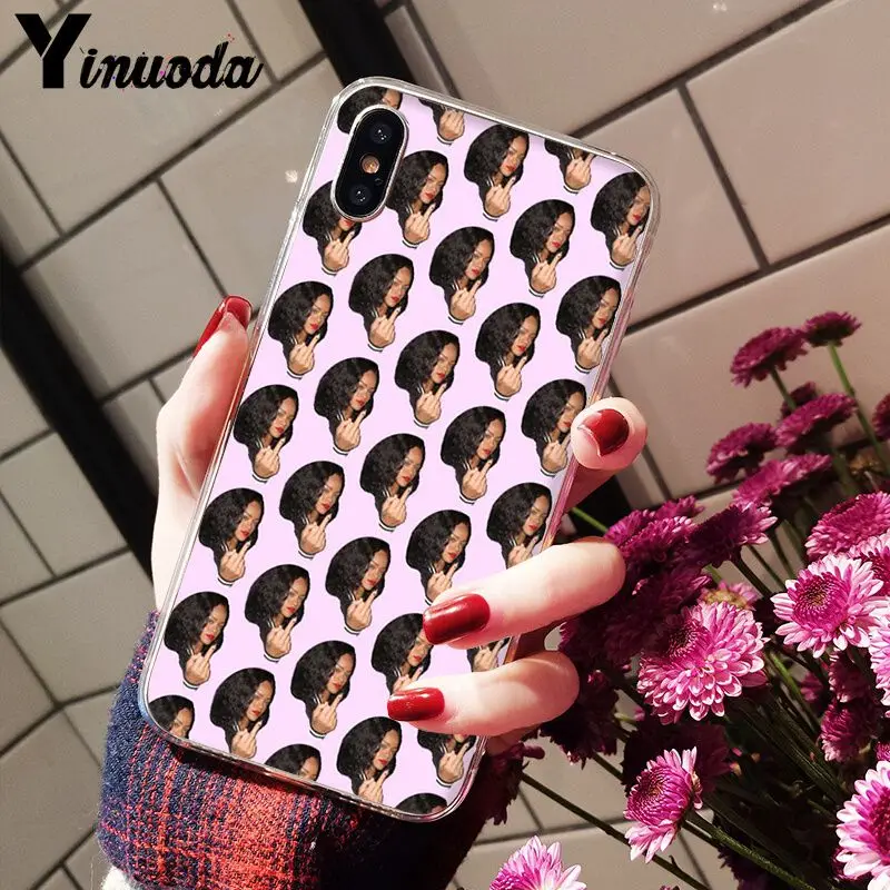 Умный чехол Yinuoda Robyn Rihanna Fenty черный мягкий для iPhone X XS MAX 6 6s 7 7plus 8 8Plus 5 5S SE XR |