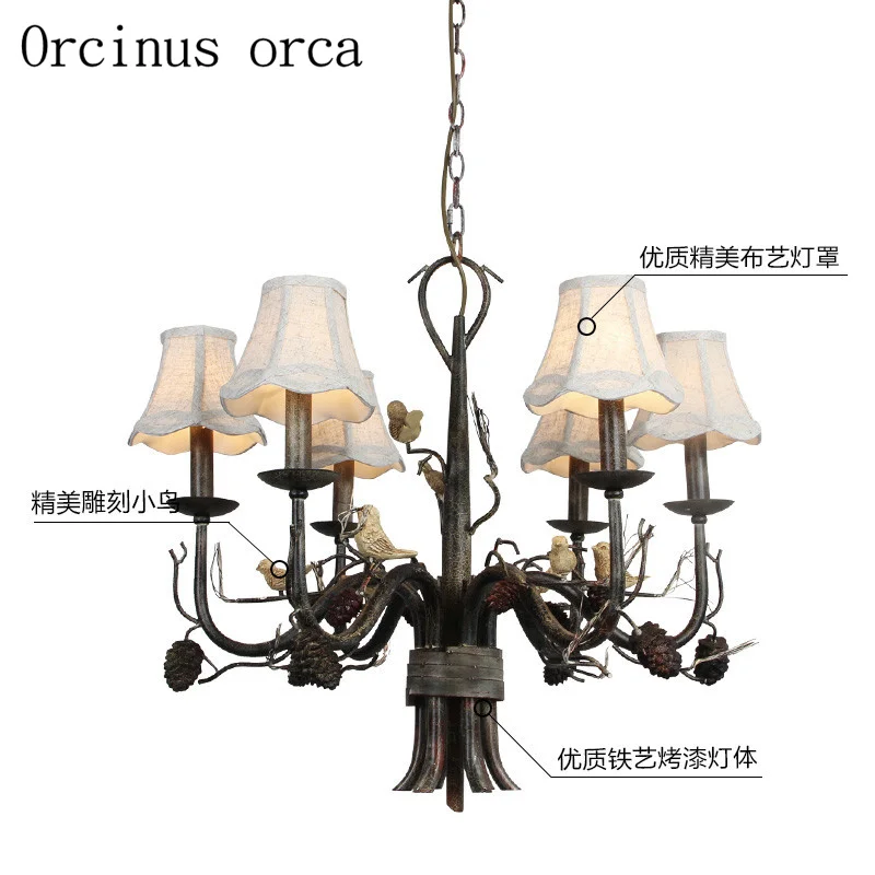 Американская страна Ретро железная зернистая Люстра для гостиной столовой