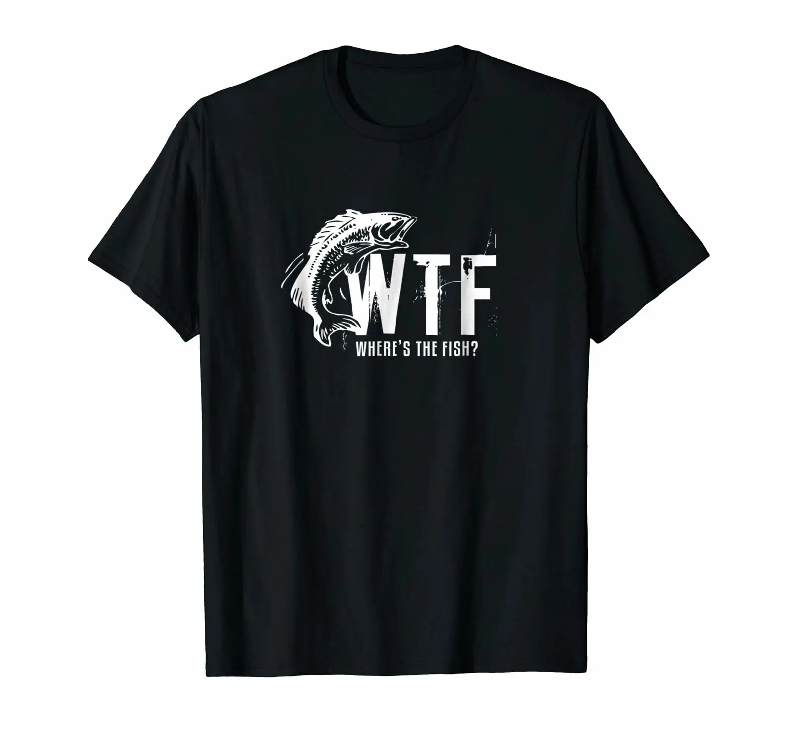 

WTF Where's The Fish Men's Funny Fishings T-Shirt Graphic Tees Men
