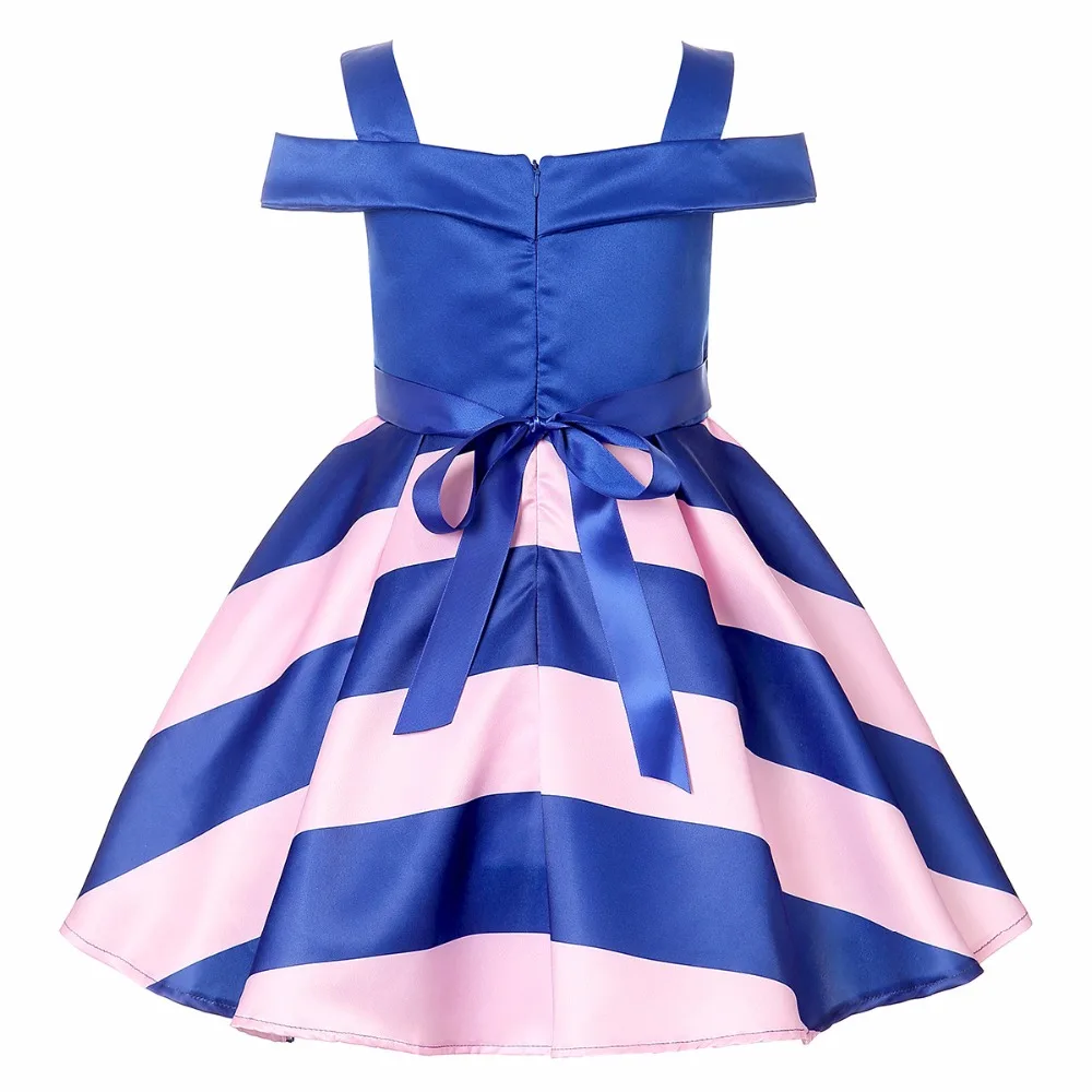 Летнее платье для девочек 2018 Новый стиль праздничная одежда с открытыми плечами
