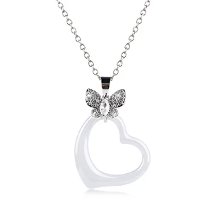White Necklace Большая австралийская кристальная подвеска-бабочка, ожерелье для женщин, черно-белое керамическое женское ожерелье для друзей, модное свадебное ювелирное изделие - Окраска металла: White Necklace