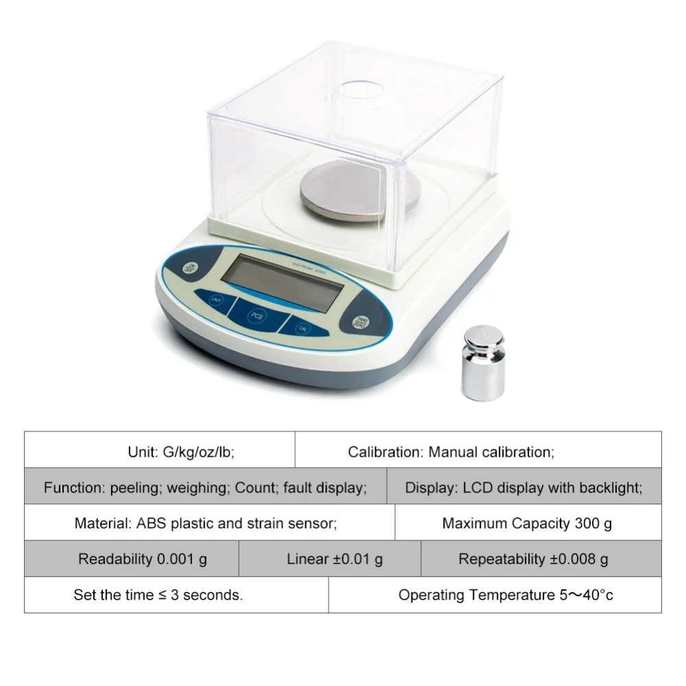 300 г 0 001 электронный балансовая цифровая шкала лаборатории Вес весы