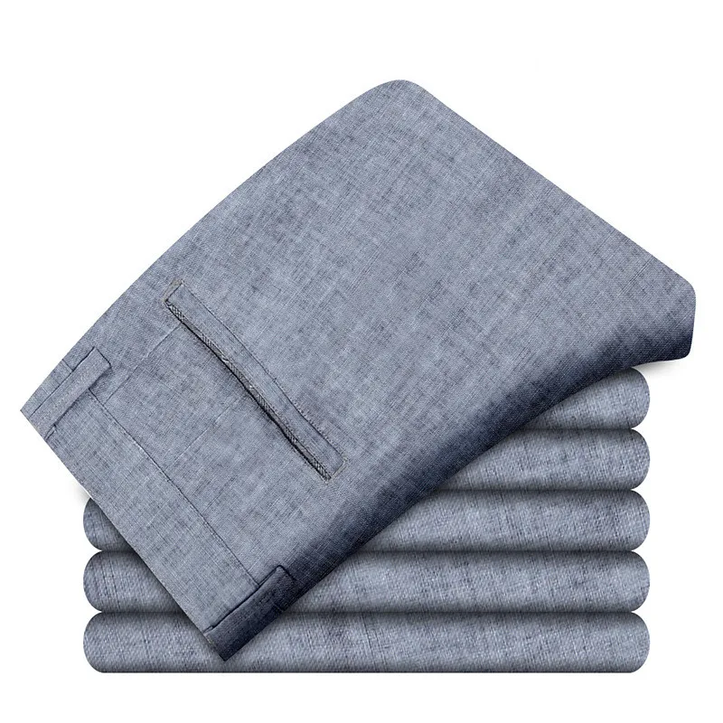 Плюс Размер 40 мужская Повседневная Длинные Брюки Льняные Полные Середины Талии