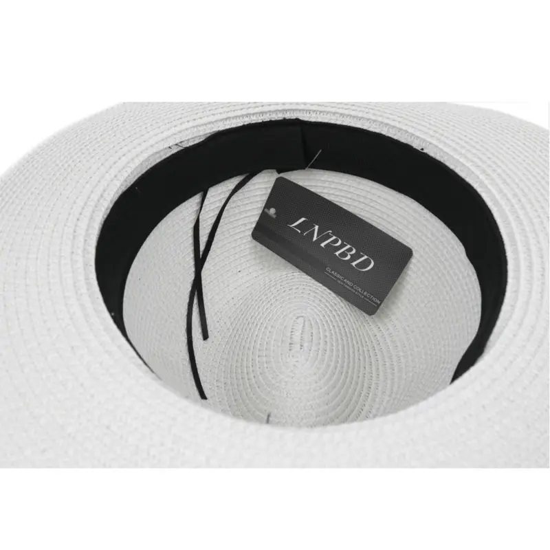 LNPBD Summer fashion white flat brim wide brim women's strawhat women's jazz fedoras hat sun-shading hat beach cap summer images - 6