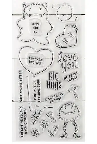 Прозрачный силиконовый штамп с надписью Love you /Monster/печать для скрапбукинга