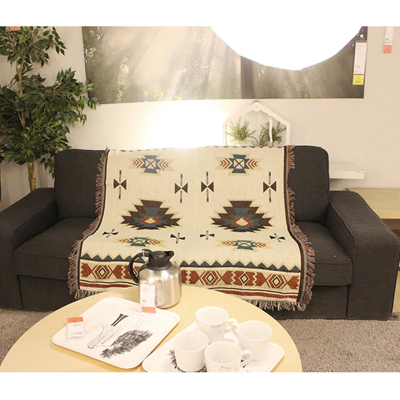Индийское вязаное одеяло s этническое шенилловое диванное декоративное