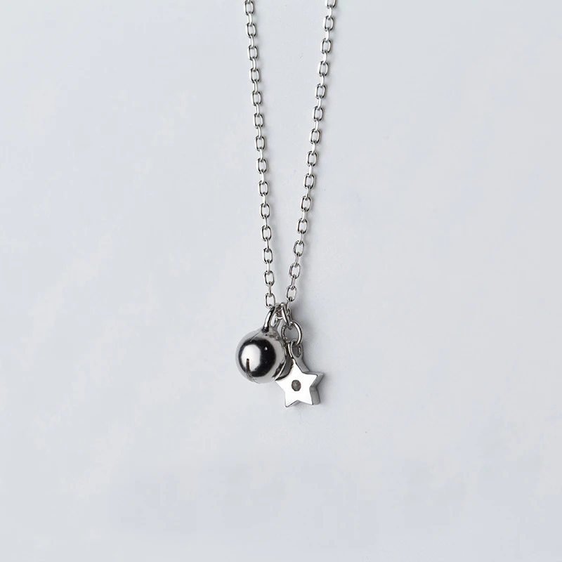 

MloveAcc Genuine 100% 925 Sterling Silver Star & Bell Charm Women Pendant Necklace Sterling Silver Jewelry