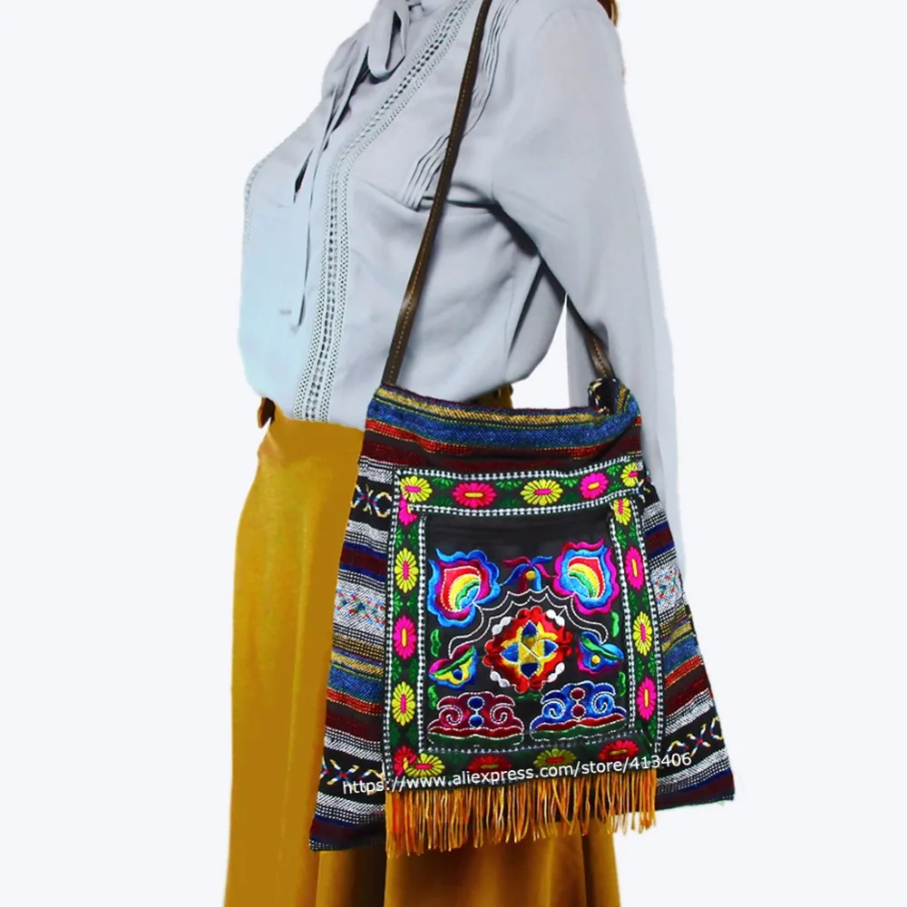 Бесплатная доставка винтажная Этническая сумка-мессенджер Hmong в стиле бохо