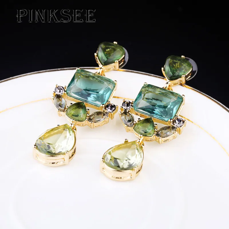 PINKSEE New RhinestoneTemperament Flower Earrings Long Lady Shiny Dangle Earring Jewelry Accessories | Украшения и аксессуары