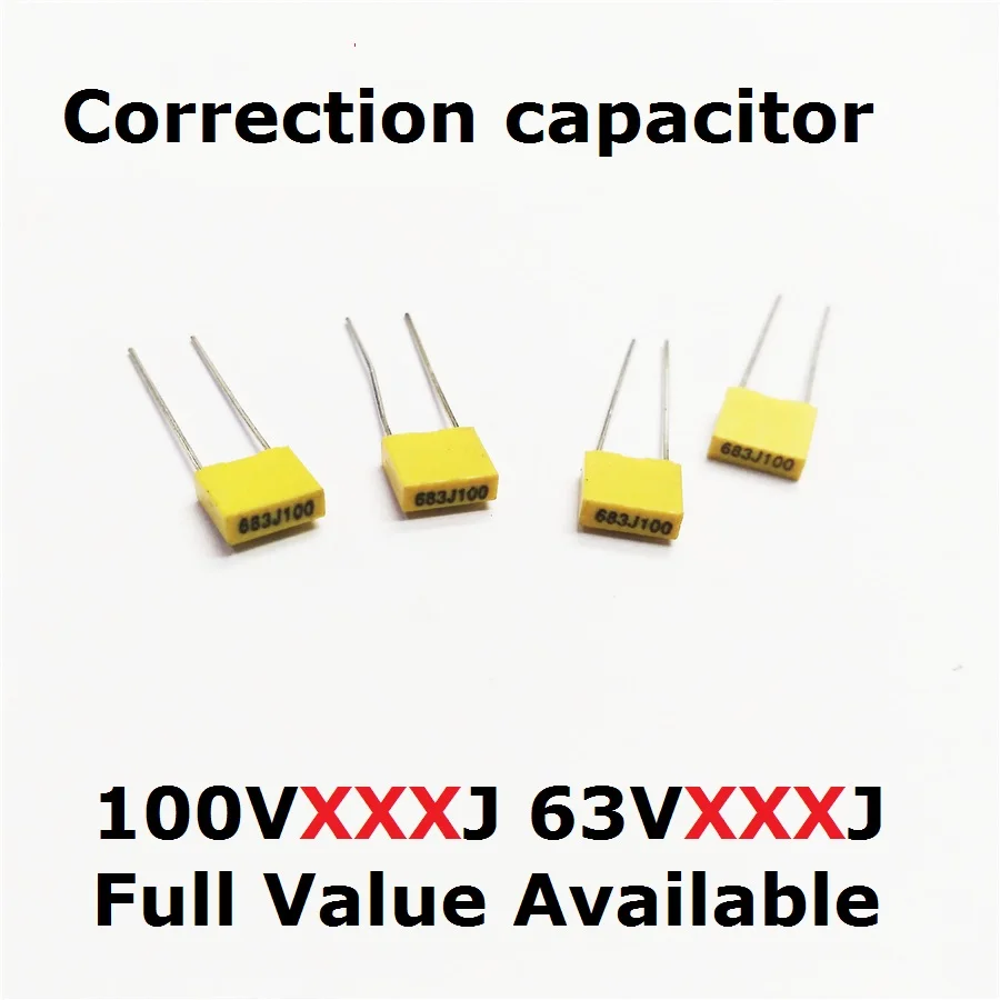 

20PC Correction Capacitor 100V 563J/683J/823J/104J/153J/223J/333J/473J 100V Polypropylene Film 15/22/33/47/56/68/82NF/0.1UF