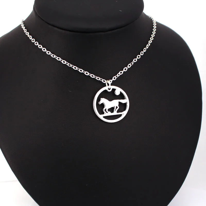 

hzew round moon running horse pendant necklace horse necklaces