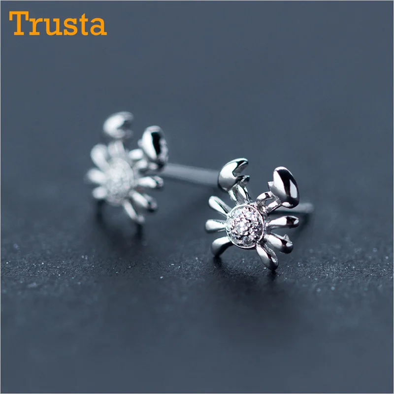Trusta, 925 пробы, серебряные ювелирные изделия, женские модные милые Полые серьги-гвоздики для девочек, детей, леди DA07