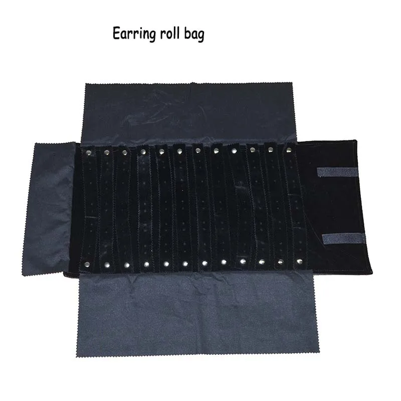 Earring bag Улучшенный черный кожаный Мульти-функциональные украшения Дисплей сумка Цепочки и ожерелья ролл дорожная сумка Кольцо Серьги Органайзер складная сумка для хранения - Цвет: Earring bag