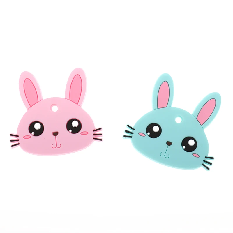 Mordedor de silicona con dibujos animados de conejo para beb&eacute;, collar de mascar sin Bpa, accesorios, juguete de dentici&oacute;n infantil, colgante para regalo de enfermera, 5 uds.-1