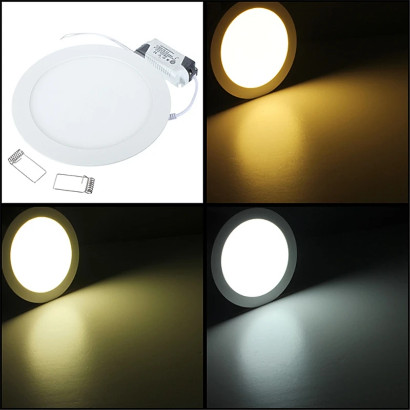Jiguoor AC 85~265V Led Downlight 6/15W Down Light Lamp Ceiling Recessed Downlight Round Ultrathin Panel Light Lampada Led