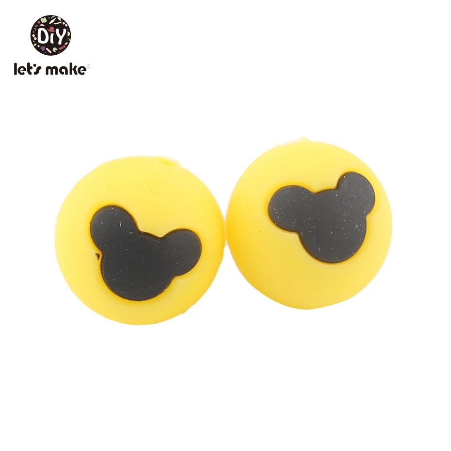mouse yellow Let's Make/5 шт., силиконовые бусины для прорезывания зубов, детские игрушки с изображением совы из мультфильма «Angry Of Bird», сделай сам, соски, клипсы, Детские Прорезыватели без бисфенола - Цвет: mouse yellow