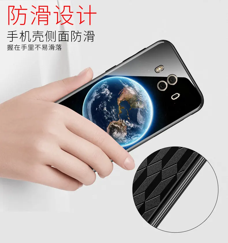 Luxury Tempered Glass Phone Case For Huawei Mate 10 (5.9inch) New Funny Cute Patterned Protective Back Cover Cases |
