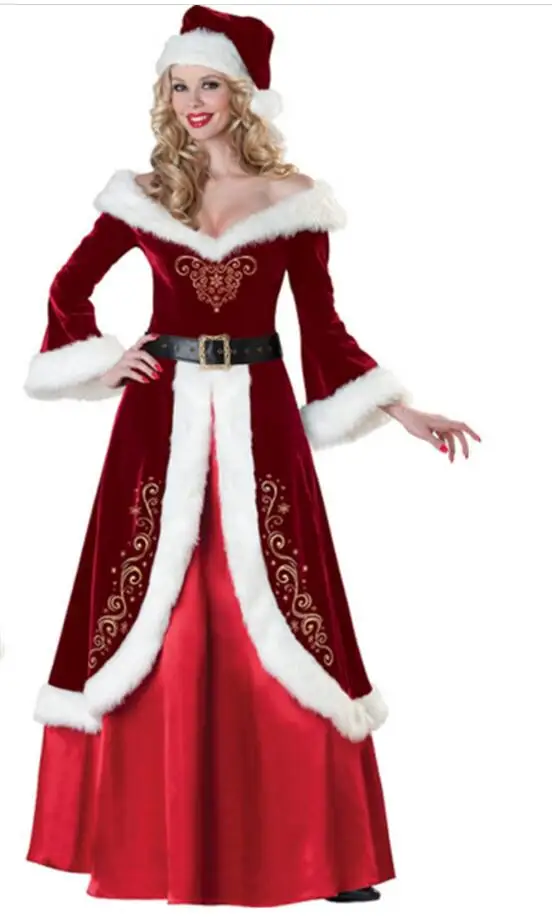 

Woman Christmas Costumes Santa Claus For Adults Red Christmas Clothes Santa Claus Costume Luxury Suit