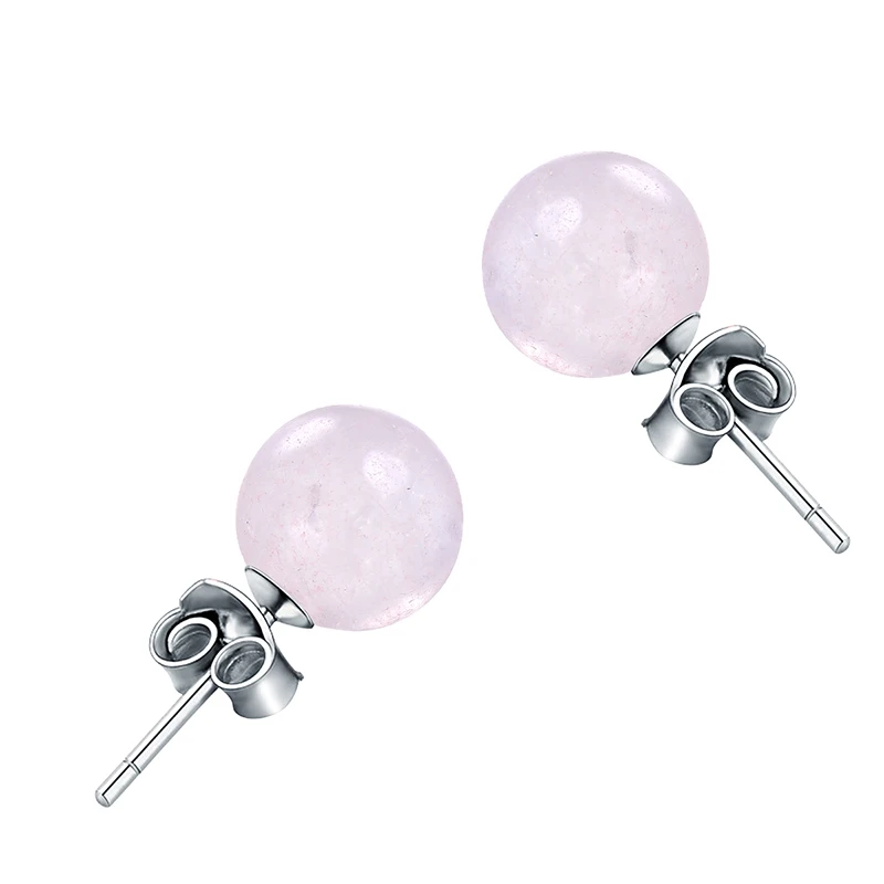 Rose Quartz Hutang 6 мм Природный зеленый нефрит серебро однотонные серьги-гвоздики 925 высокопробное ювелирное изделие авантюрин тонкой моды камень украшения для Для женщин - Цвет камня: Rose Quartz