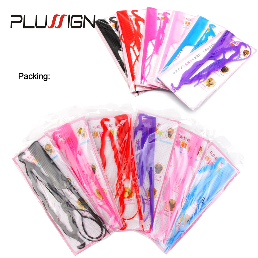 

4Pcs Plastic Hair Loop Styling Hair Braiding Tools New Magic Topsy Tail Ponytail Hair Bun Maker Clip For Women Girls Hairstyles
