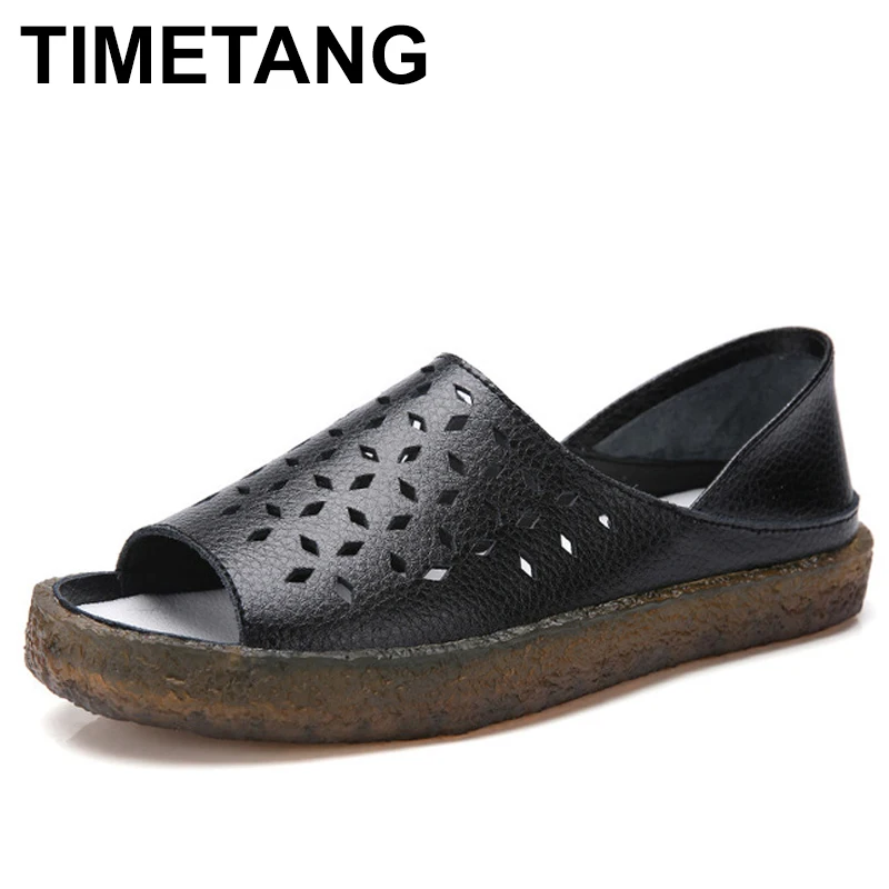 TIMETANGPlus Size35-44 2019 новые летние сандалии на полой подошве Женская обувь плоской и