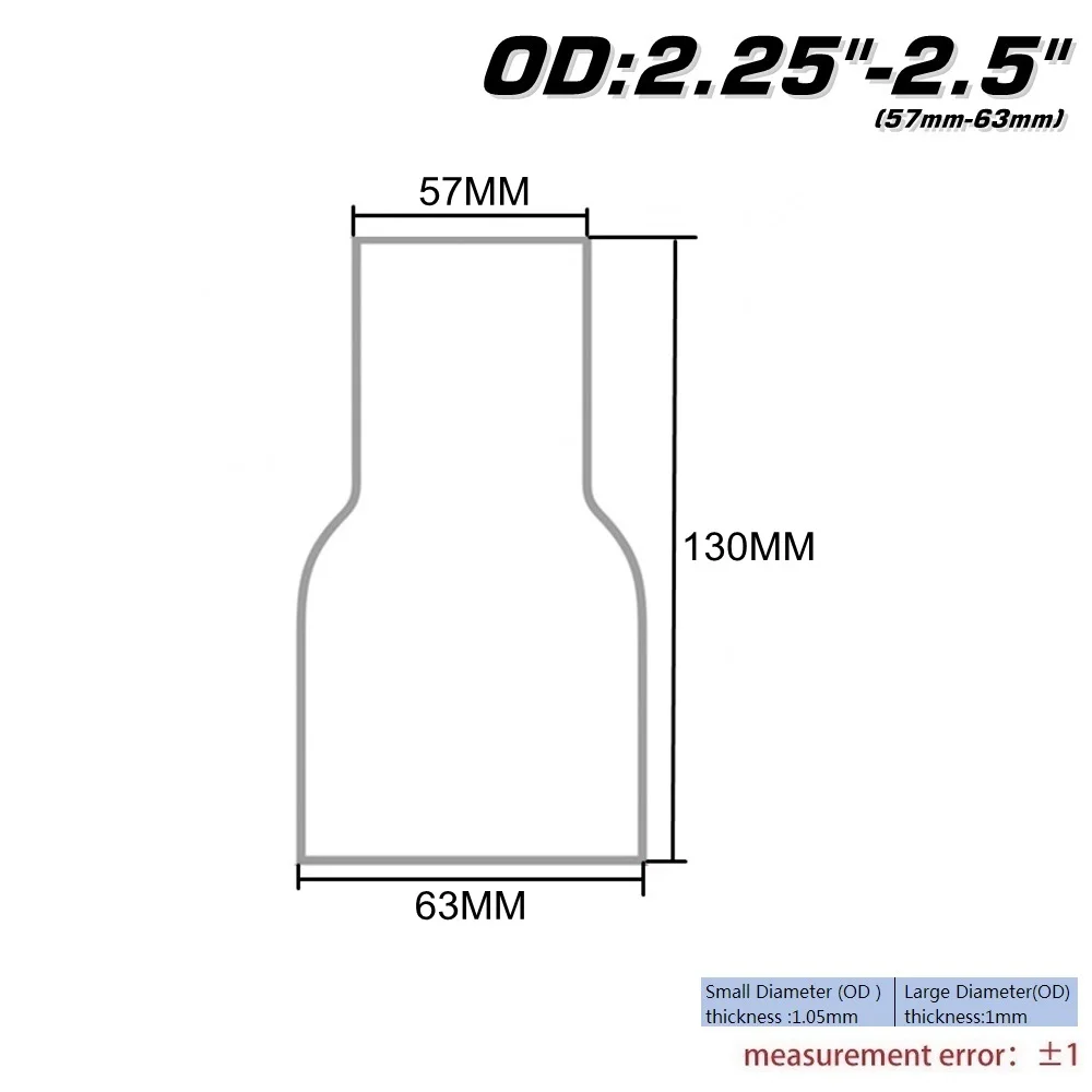 OD 57-63MM OD: " 2,25" 2,7" 3" 3," универсальная выхлопная труба для компонентного адаптера редуктора EP-BJ - Цвет: OD 57-63MM