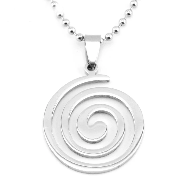 100% Stainless Steel Spiral Charms Helix Pendant Silver Color Long Necklace Women Collier Femme Initial 2019 Wholesale | Украшения и