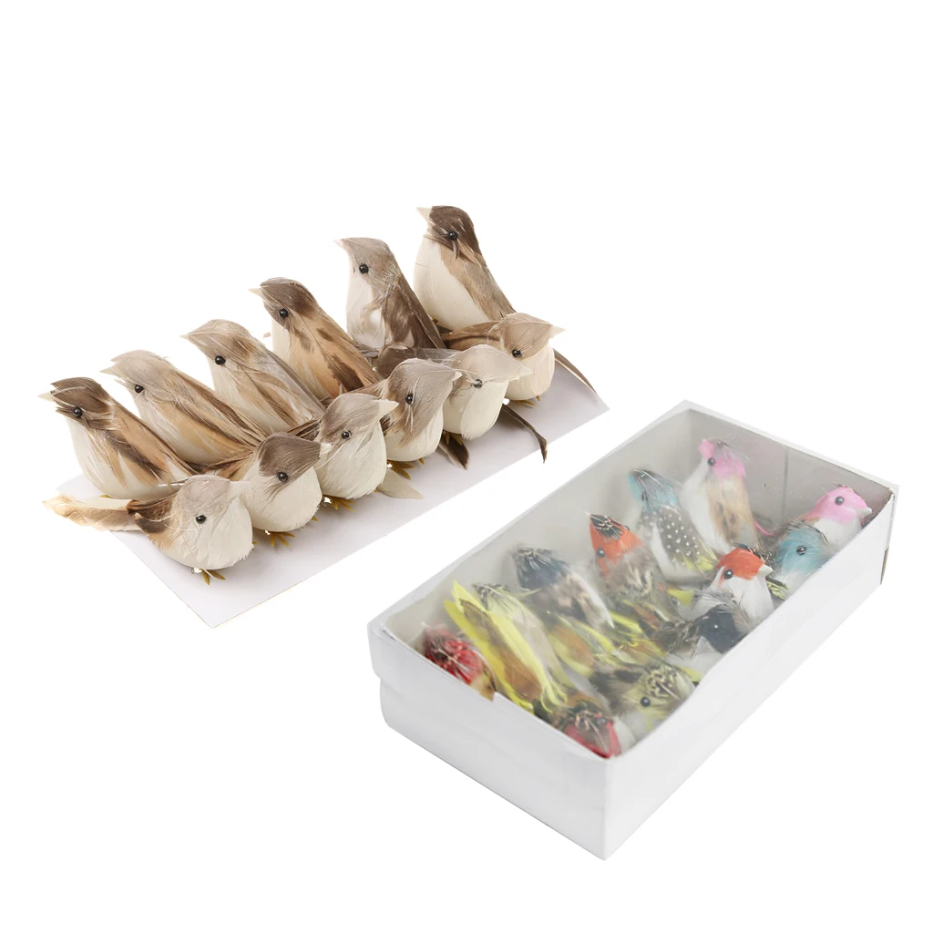 Набор из 24 предметов искусственные перьевые птицы пенопластовые домашний стол