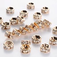 200pcs brass rhinestone spacer beads grade aaa straight flange nickel free rondelle crystalabout 8mm 3 8mm thick hole1 5mm