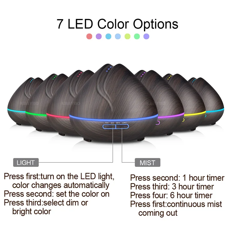 400 мл Арома Эфирное масло ультразвуковой диффузор увлажнитель воздуха с