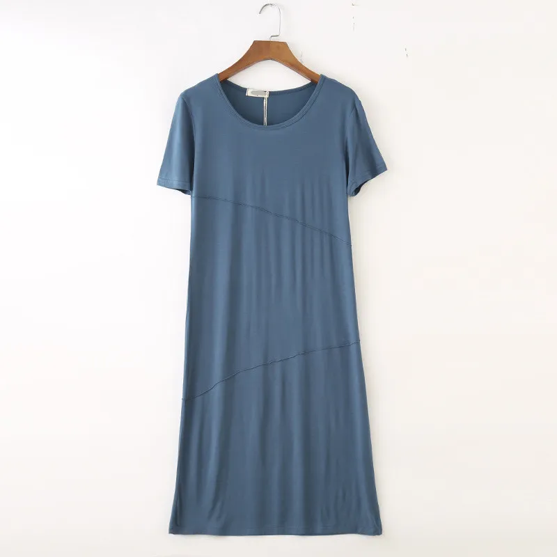 ink blue Fdfklak, женская ночная рубашка с коротким рукавом, хлопковая ночная рубашка, женская пижама, ночная рубашка большого размера, свободная ночная рубашка - Цвет: ink blue
