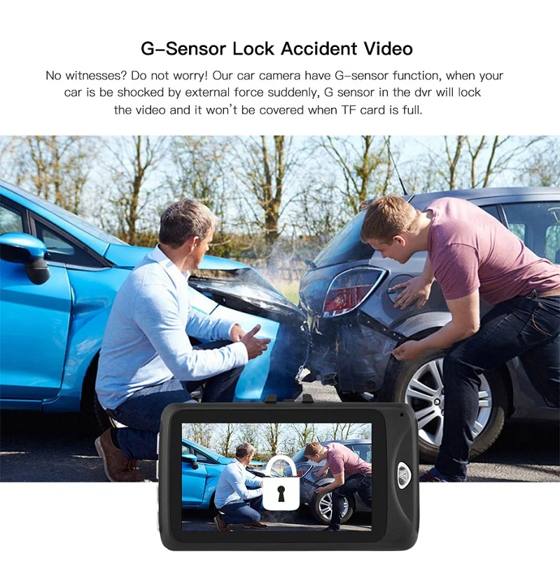 Автомобильный видеорегистратор T658 HD 1080P 3 дюйма с поворотом на 170 градусов функция