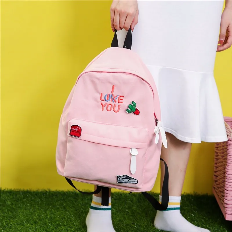 Новинка 2018 маленький свежий рюкзак ярких цветов для колледжа с вышитыми буквами